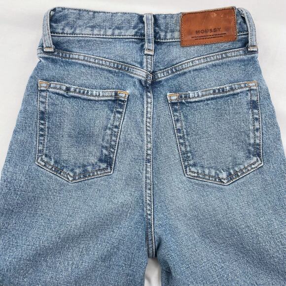Moussy MVS Flare Leg Light Wash Faded Jeans High Rise Wide Leg Fall Fit Size 24 - Picture 5 of 12